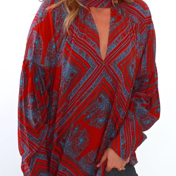 Free People Walking on a Dream Tunic-RED-X-Small - Picture 5 of 7